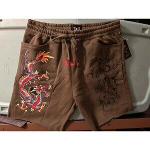 Ed Hardy Dragon Sword Tattoo Graphic Fleece Sweat short Green Size select New